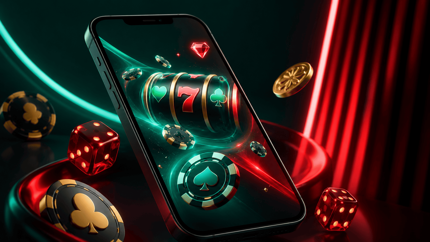 Versión móvil de Pin Up Casino con elementos de tragamonedas y fichas